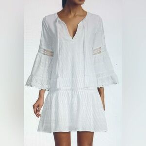 ALLISON NEW YORK Eyelet- Trim Crochet Tunic Dress in White Large